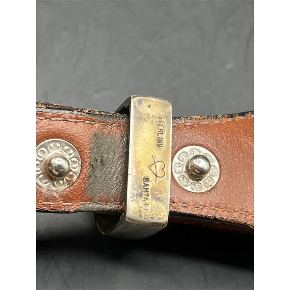 Douglas Magnus Heartline Santa Fe Turquoise Inlay Sterling Silver 925 Buckle 90s